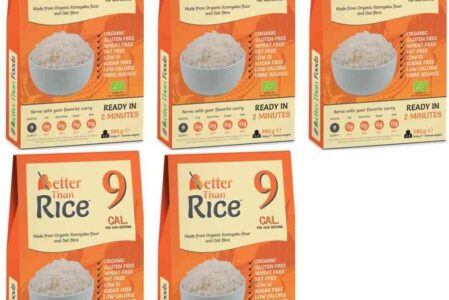 Better Than Foods Zestaw 5 x Makaron Konjac W Kształcie Ryżu Bezglutenowy Bio 385g