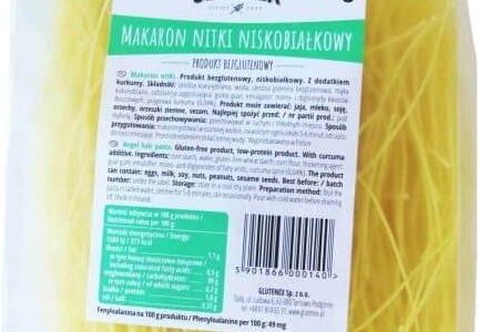 Bezglutenowy makaron Nitki niskobiałkowy Pku 250g