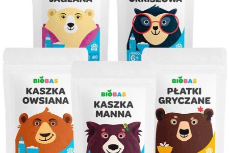 Biobas ZESTAW KASZEK DLA DZIECI 4 SZT. + PŁATKI GRYCZANE