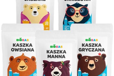 Biobas ZESTAW KASZEK DLA DZIECI 4 SZT. + PŁATKI JAGLANE