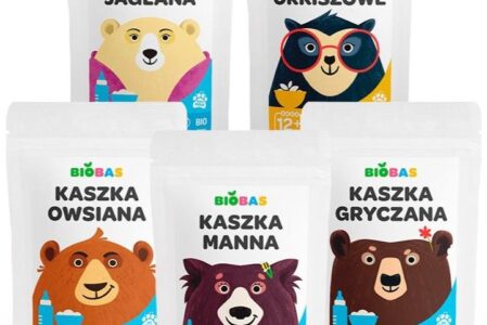 Biobas ZESTAW KASZEK DLA DZIECI 4 SZT. + PŁATKI ORKISZOWE