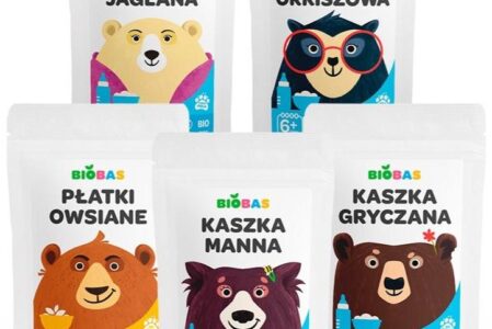 Biobas ZESTAW KASZEK DLA DZIECI 4 SZT. + PŁATKI OWSIANE