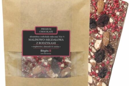 Bitgits Czekolada Mleczna Malinowo-Migdałowa Z Rodzynkami 85g