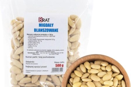 Brat Migdały Blanszowane 500g Naturalne