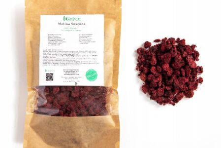 Gelviu Maliny Suszone Owoce Ekologiczne 50g Certyfikowany