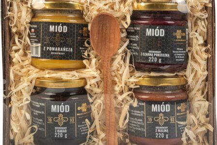 KOSZ PREZENTOWY ZESTAW MIODÓW KREMOWANYCH 880G