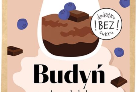 Krukam Budyń Bez Cukru O Smaku Czekoladowym Z Kawałkami Jagód 40g