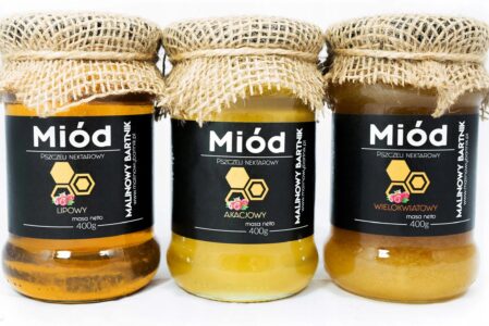 Malinowy Bartnik Zestaw Miodów Lipa Akacja Wielokwiat 3X400G