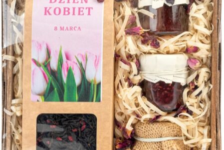 MAŁY KOSZ PREZENTOWY HERBATA MIÓD UPOMINEK