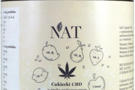 NAT – Cukierki konopne CBD 5mg o smaku wieloowocowym, 300g
