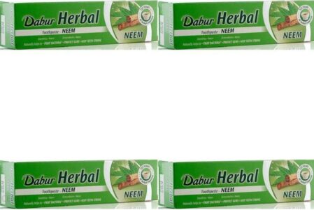 Naturelle Llc 4 x Pasta do Zębów Neem z Miodlą Indyjską Bez Fluoru 100 ml – Dabur