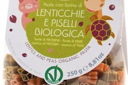 Pasta Natura – Makaron z soczewicy i groszku dla dzieci Bezglutenowy zwierzęta Bio 250G