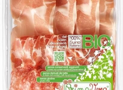 SALAMI MILANO + KARCZEK DOJRZEWAJĄCY COPPA DI PARMA + SZYNKA PROSCIUTTO CRUDO) MIX PLASTRY BEZGLUTENOWE BIO 120 g – PRIMAVERA