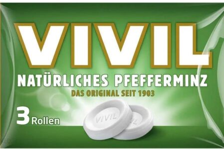 Vivil Natürliches Pfefferminz Pastylki Miętowe 3 x 29 g