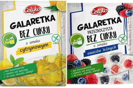 Zestaw Galaretka Przezroczysta o Smaku Owoców Leśnych 14 g + Galaretka Cytrynowa 14 g- Bez Dodatku Cukru Bezglutenowa Celiko
